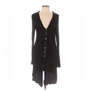 Anthropologie | Akemi + Kin Black Ribbed Long Button Cardigan Pockets | S